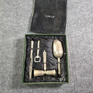 TOWLE Silver Plated 4 Piece Cocktail Bar Ware Set Velvet Case Antique Vintage